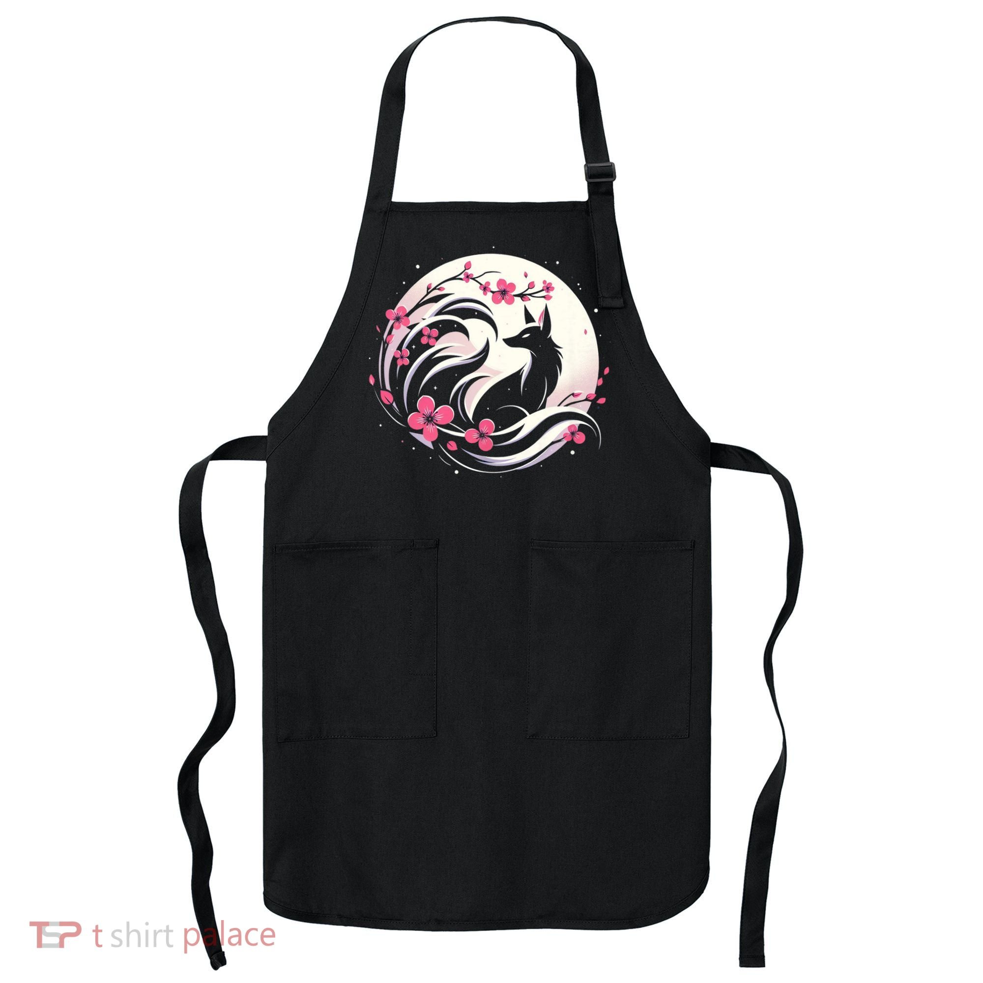 Kitsune Fox Cherry Blossom Flowers Japanese Nine Tailed Fox Apron