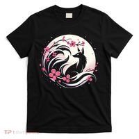 Kitsune Fox Cherry Blossom Flowers Japanese Nine Tailed Fox T-Shirt thumb 0