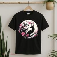 Kitsune Fox Cherry Blossom Flowers Japanese Nine Tailed Fox T-Shirt thumb 2