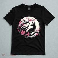 Kitsune Fox Cherry Blossom Flowers Japanese Nine Tailed Fox T-Shirt thumb 5