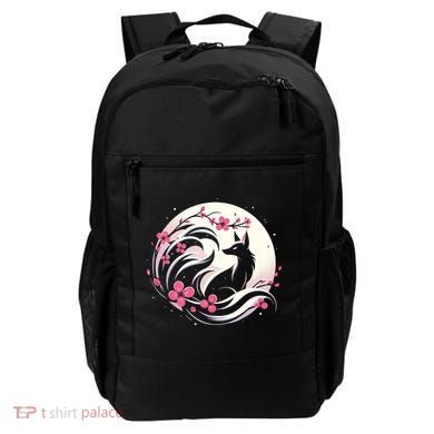 Kitsune Fox Cherry Blossom Flowers Japanese Nine Tailed Fox Backpack