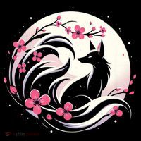 Kitsune Fox Cherry Blossom Flowers Japanese Nine Tailed Fox Women's Hoodie thumb 2