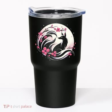 Kitsune Fox Cherry Blossom Flowers Japanese Nine Tailed Fox Tumbler