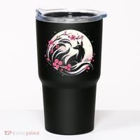 Kitsune Fox Cherry Blossom Flowers Japanese Nine Tailed Fox Tumbler thumb 0
