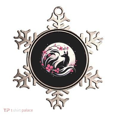 Kitsune Fox Cherry Blossom Flowers Japanese Nine Tailed Fox Ornament