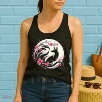 Kitsune Fox Cherry Blossom Flowers Japanese Nine Tailed Fox Women's Tank Top thumb 2