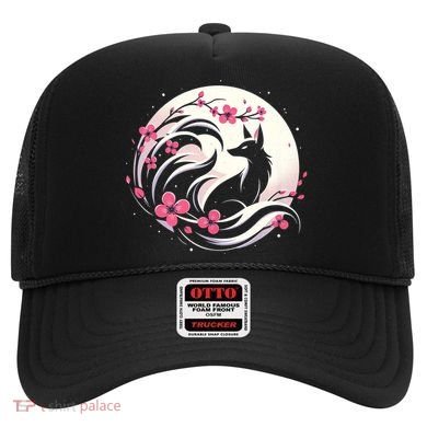 Kitsune Fox Cherry Blossom Flowers Japanese Nine Tailed Fox Hat
