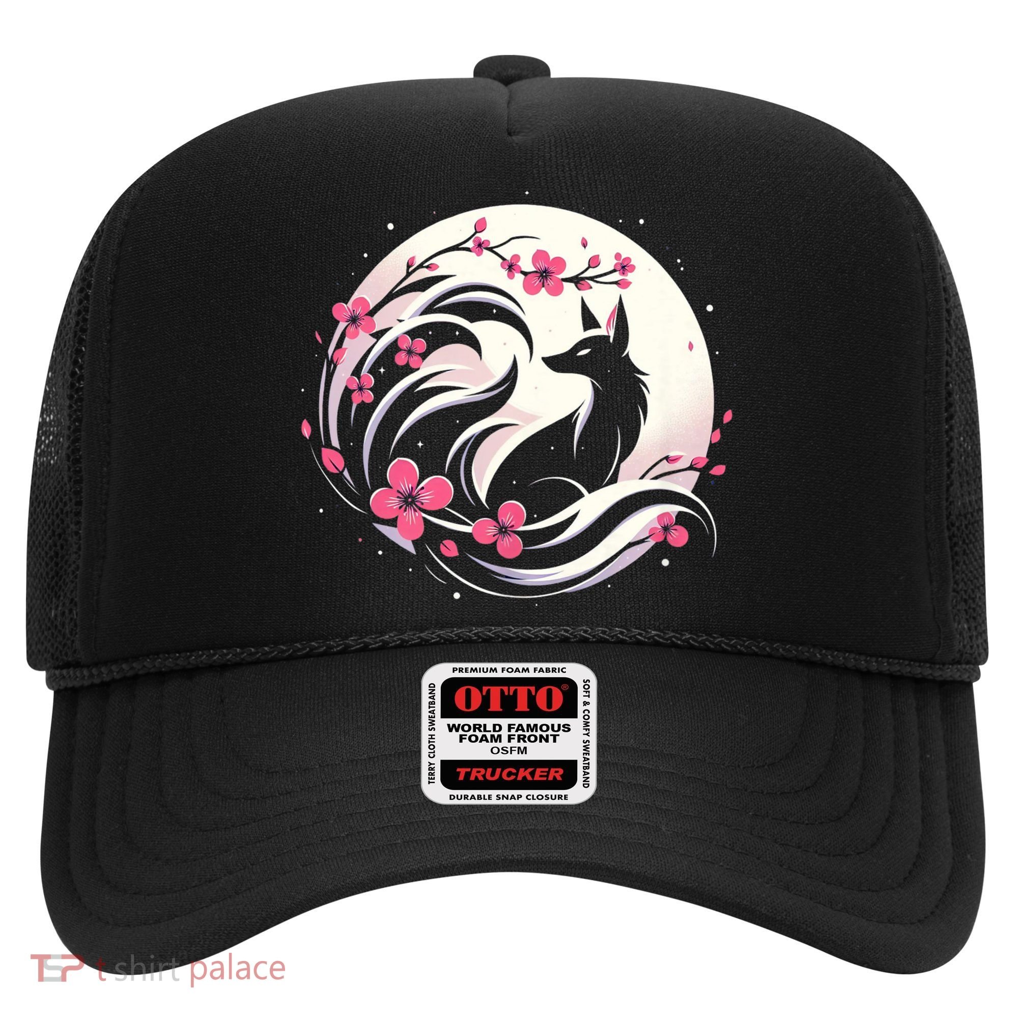 Kitsune Fox Cherry Blossom Flowers Japanese Nine Tailed Fox Hat