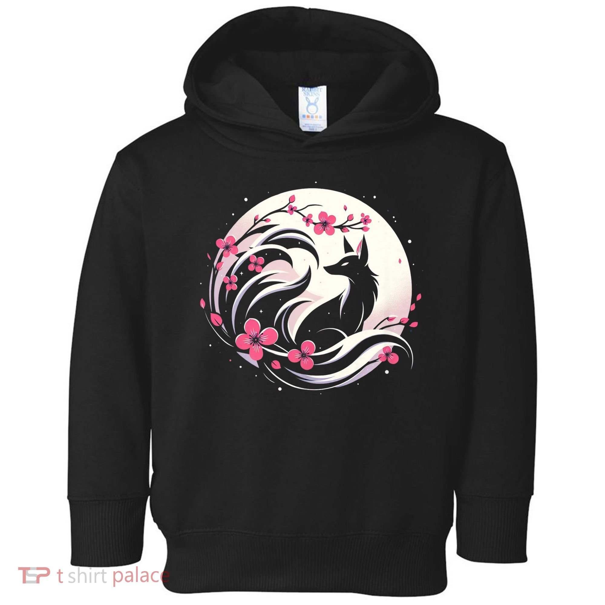 Kitsune Fox Cherry Blossom Flowers Japanese Nine Tailed Fox Toddler Hoodie