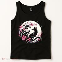 Kitsune Fox Cherry Blossom Flowers Japanese Nine Tailed Fox Tank Top thumb 2