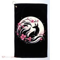 Kitsune Fox Cherry Blossom Flowers Japanese Nine Tailed Fox Golf Towel thumb 0