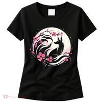Kitsune Fox Cherry Blossom Flowers Japanese Nine Tailed Fox Women's T-Shirt thumb 0