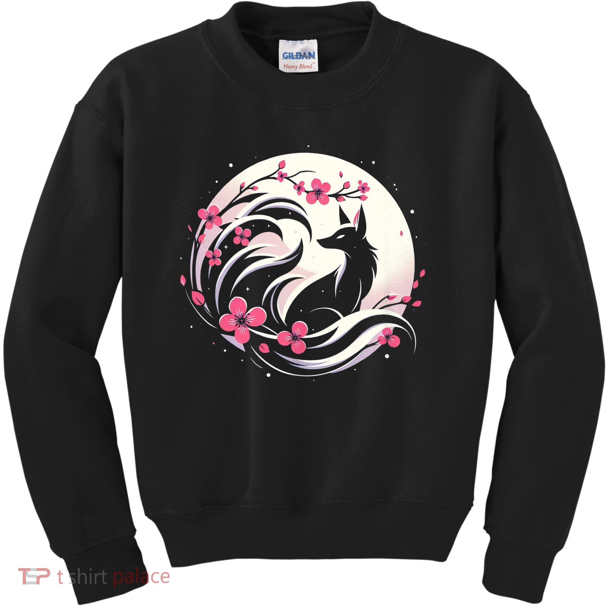 Kitsune Fox Cherry Blossom Flowers Japanese Nine Tailed Fox Kids Sweatshirt