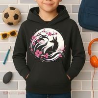 Kitsune Fox Cherry Blossom Flowers Japanese Nine Tailed Fox Kids Hoodie thumb 2
