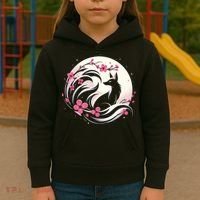 Kitsune Fox Cherry Blossom Flowers Japanese Nine Tailed Fox Kids Hoodie thumb 3
