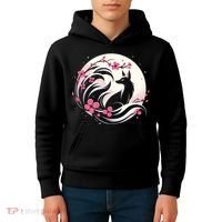 Kitsune Fox Cherry Blossom Flowers Japanese Nine Tailed Fox Kids Hoodie thumb 4