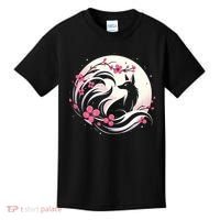 Kitsune Fox Cherry Blossom Flowers Japanese Nine Tailed Fox Kids T-Shirt thumb 0