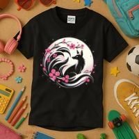 Kitsune Fox Cherry Blossom Flowers Japanese Nine Tailed Fox Kids T-Shirt thumb 3