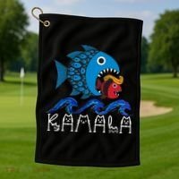 Kamala Fish Eat Fish Golf Towel thumb 1