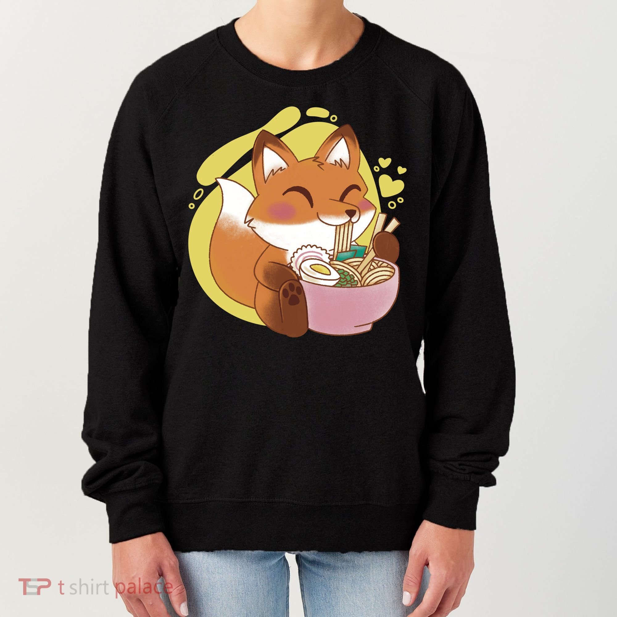 Kawaii Fox Eating Ramen Women's Sweatshirt