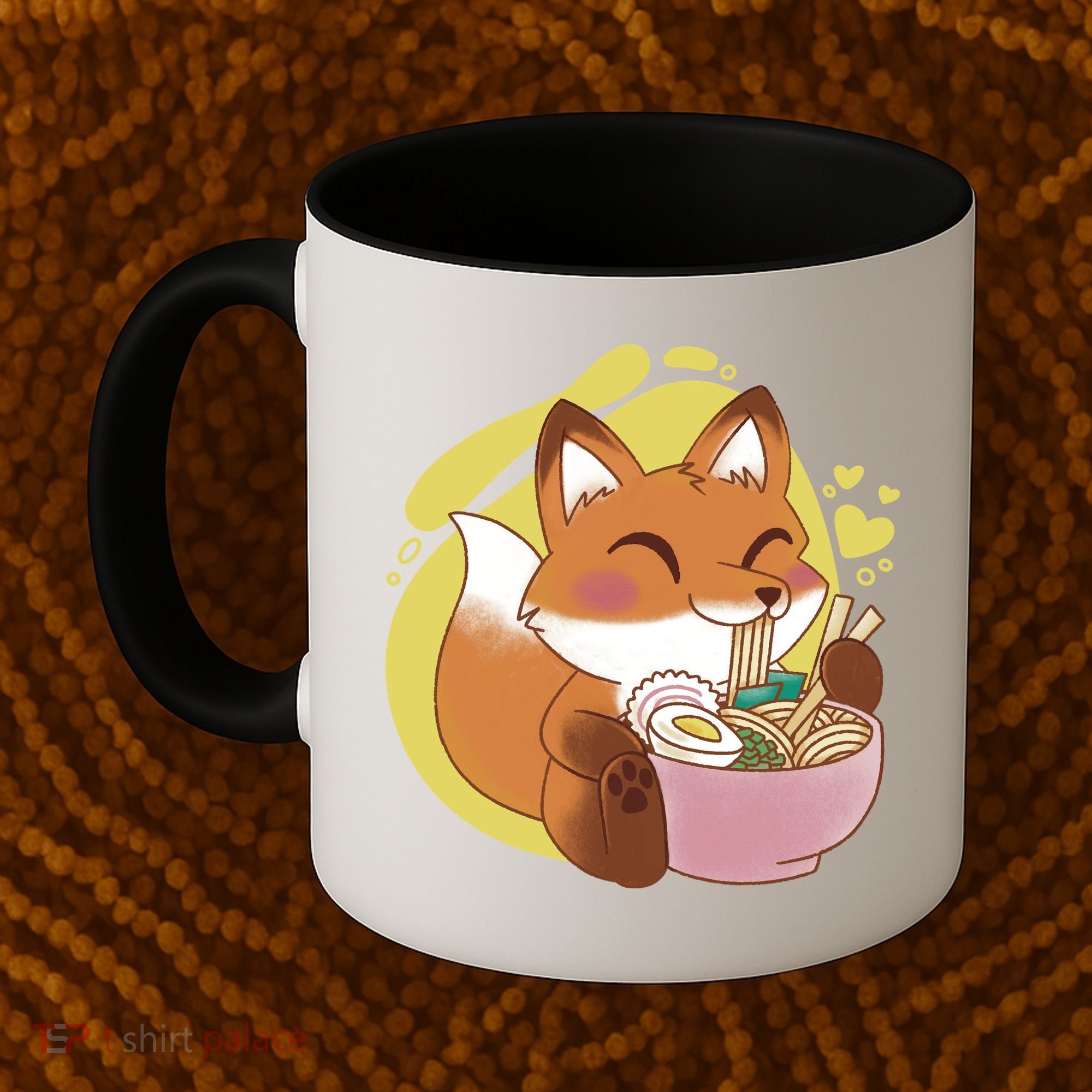 Kawaii Fox Eating Ramen Coffee Mug