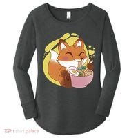 Kawaii Fox Eating Ramen Women's Perfect Tri Tunic Long Sleeve Shirt thumb 0