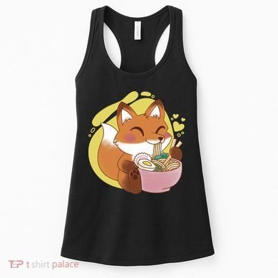 Kawaii Fox Eating Ramen Women's Tank Top