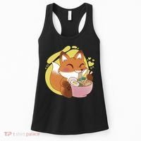 Kawaii Fox Eating Ramen Women's Tank Top thumb 0