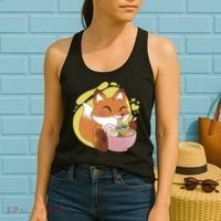 Kawaii Fox Eating Ramen Women's Tank Top thumb 2