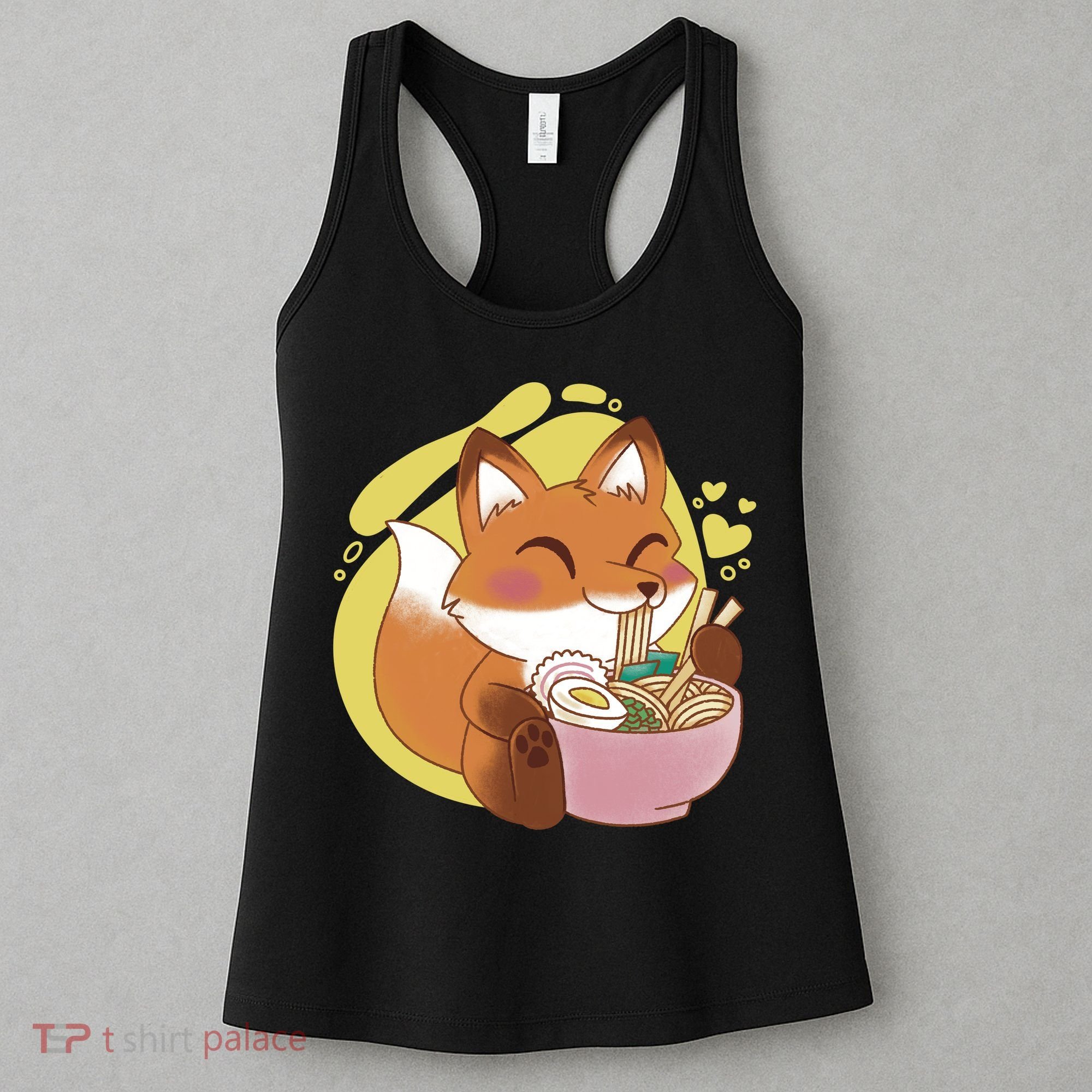 Kawaii Fox Eating Ramen Women's Tank Top