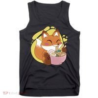 Kawaii Fox Eating Ramen Tank Top thumb 0