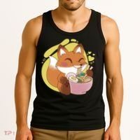 Kawaii Fox Eating Ramen Tank Top thumb 3