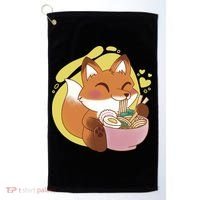Kawaii Fox Eating Ramen Golf Towel thumb 0