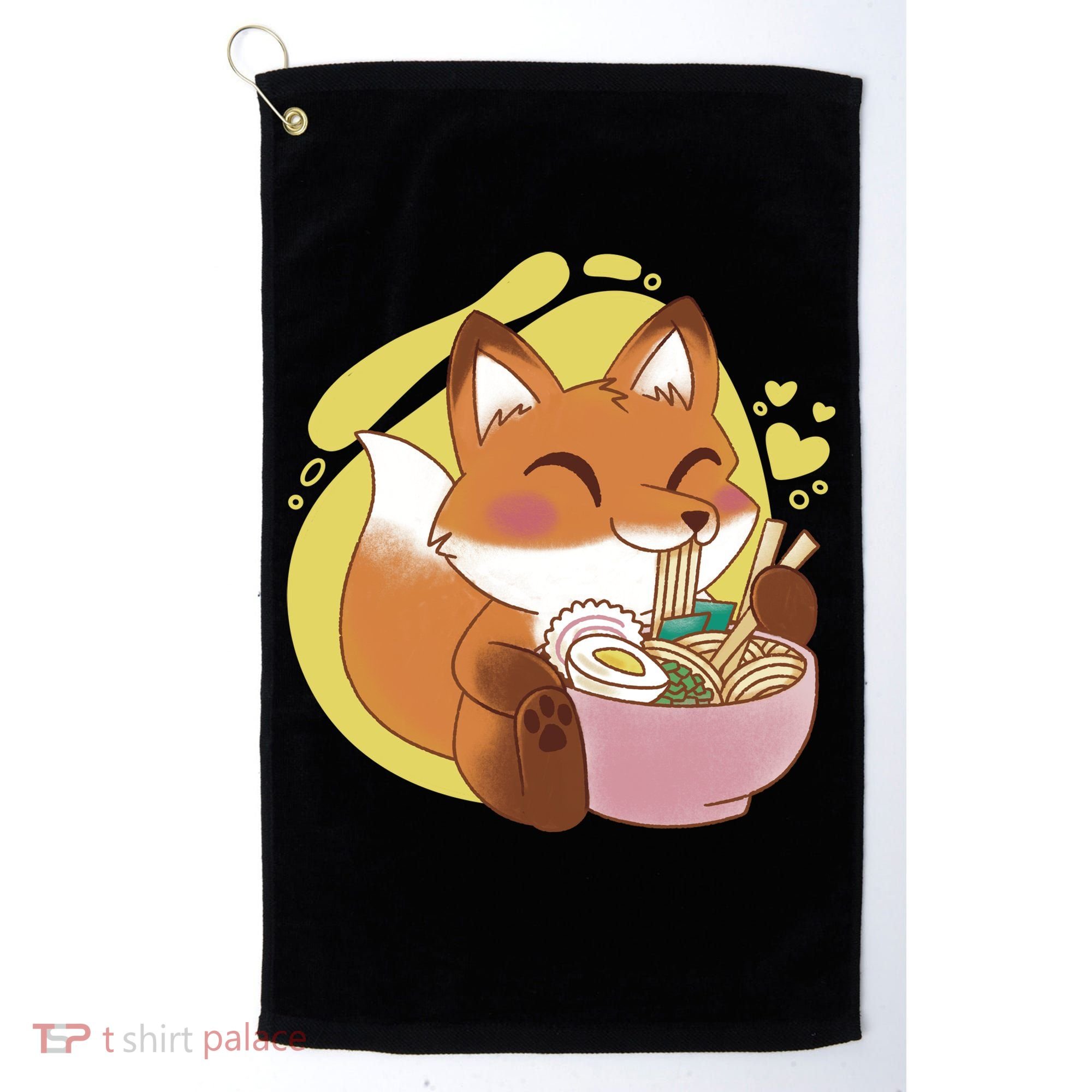 Kawaii Fox Eating Ramen Golf Towel