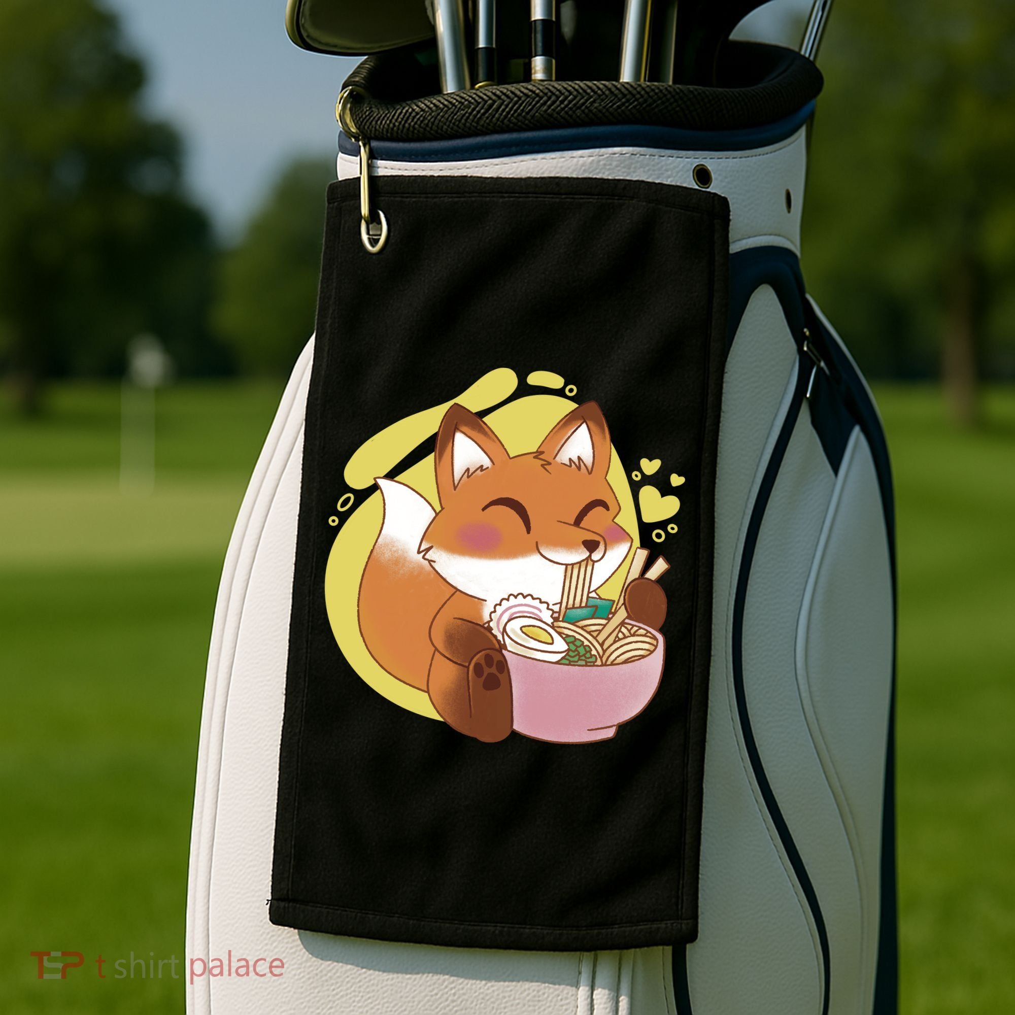 Kawaii Fox Eating Ramen Golf Towel