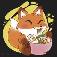 Kawaii Fox Eating Ramen Golf Towel thumb 3