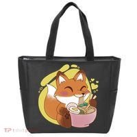 Kawaii Fox Eating Ramen Tote Bag thumb 0