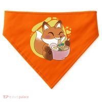 Kawaii Fox Eating Ramen USA-Made Doggie Bandana thumb 0