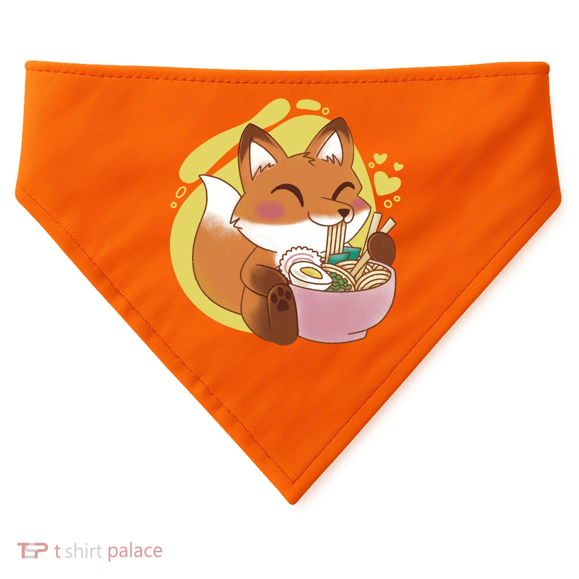 Kawaii Fox Eating Ramen USA-Made Doggie Bandana