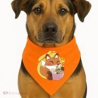 Kawaii Fox Eating Ramen USA-Made Doggie Bandana thumb 1