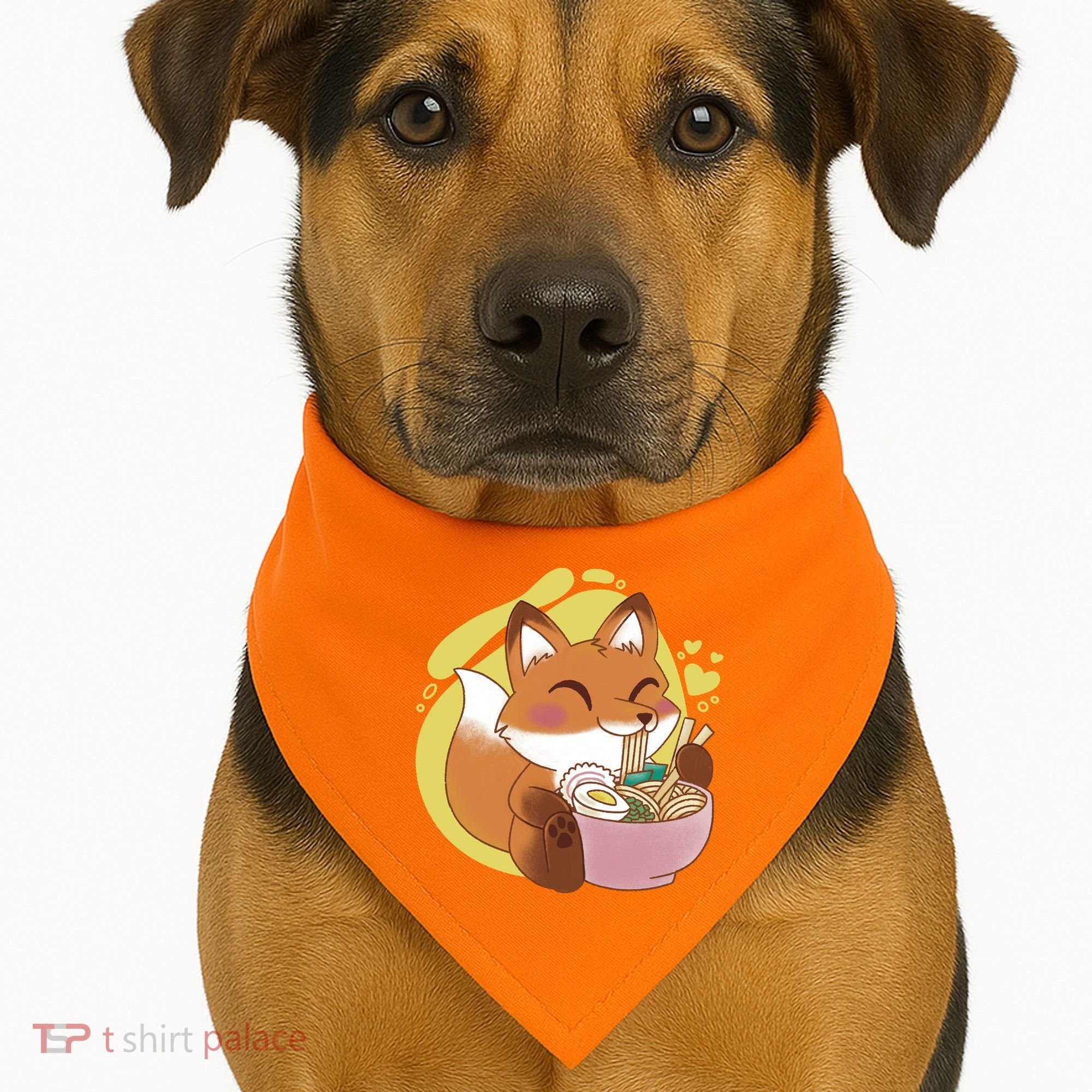 Kawaii Fox Eating Ramen USA-Made Doggie Bandana