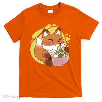Kawaii Fox Eating Ramen T-Shirt