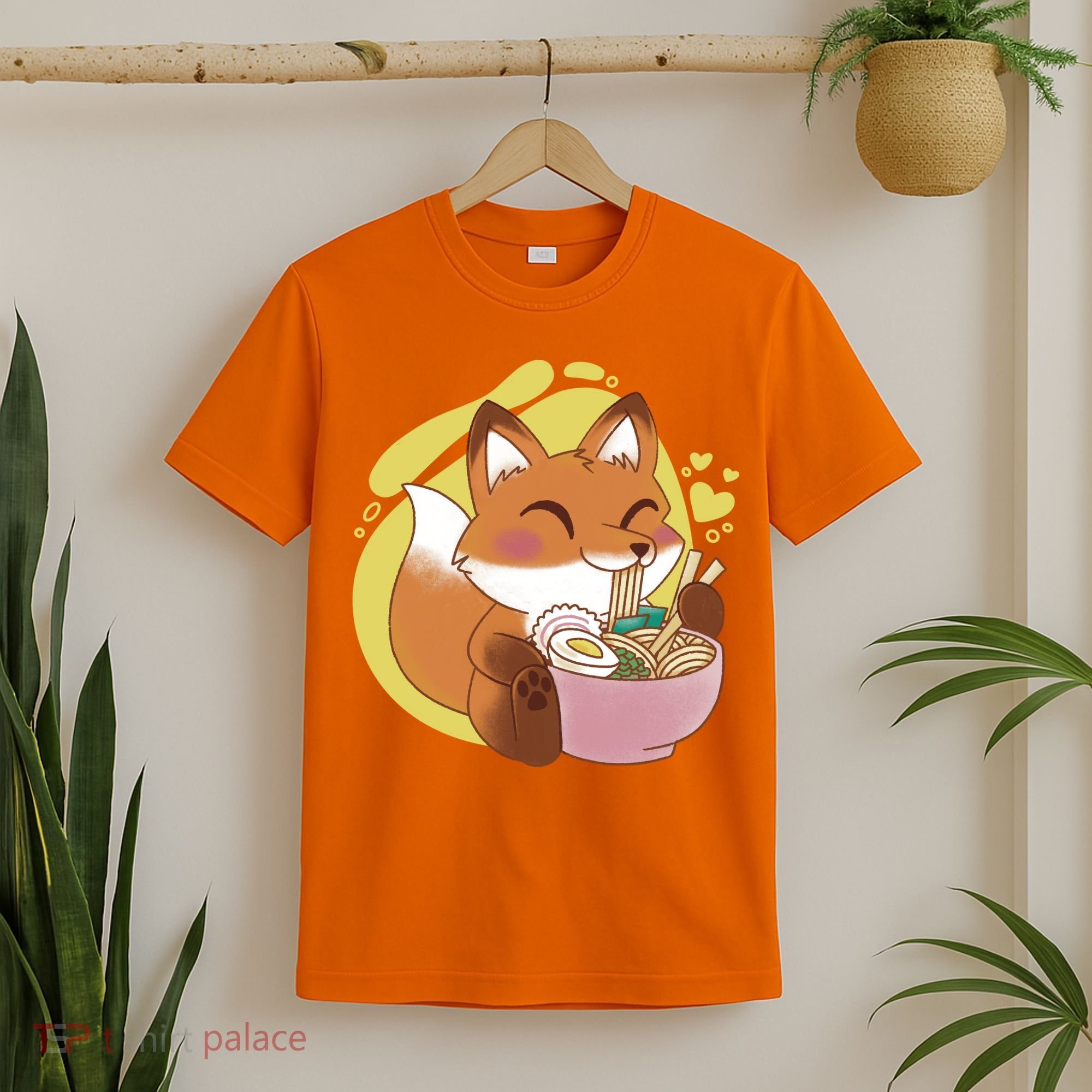 Kawaii Fox Eating Ramen T-Shirt