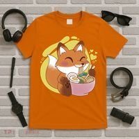 Kawaii Fox Eating Ramen T-Shirt thumb 5