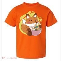 Kawaii Fox Eating Ramen Toddler T-Shirt thumb 0