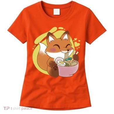 Kawaii Fox Eating Ramen Women's T-Shirt