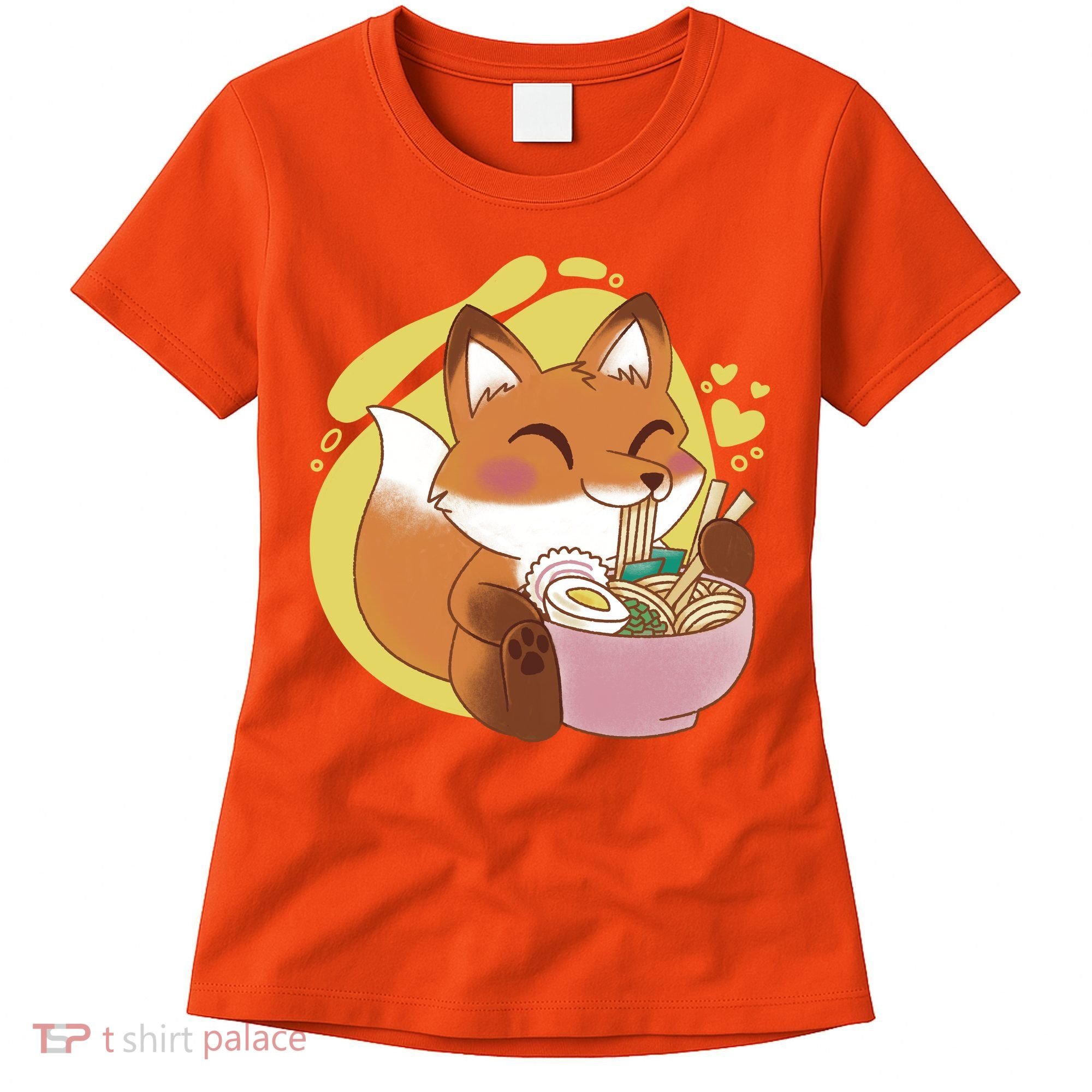 Kawaii Fox Eating Ramen Women's T-Shirt