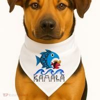 Kamala Fish Eat Fish USA-Made Doggie Bandana thumb 1