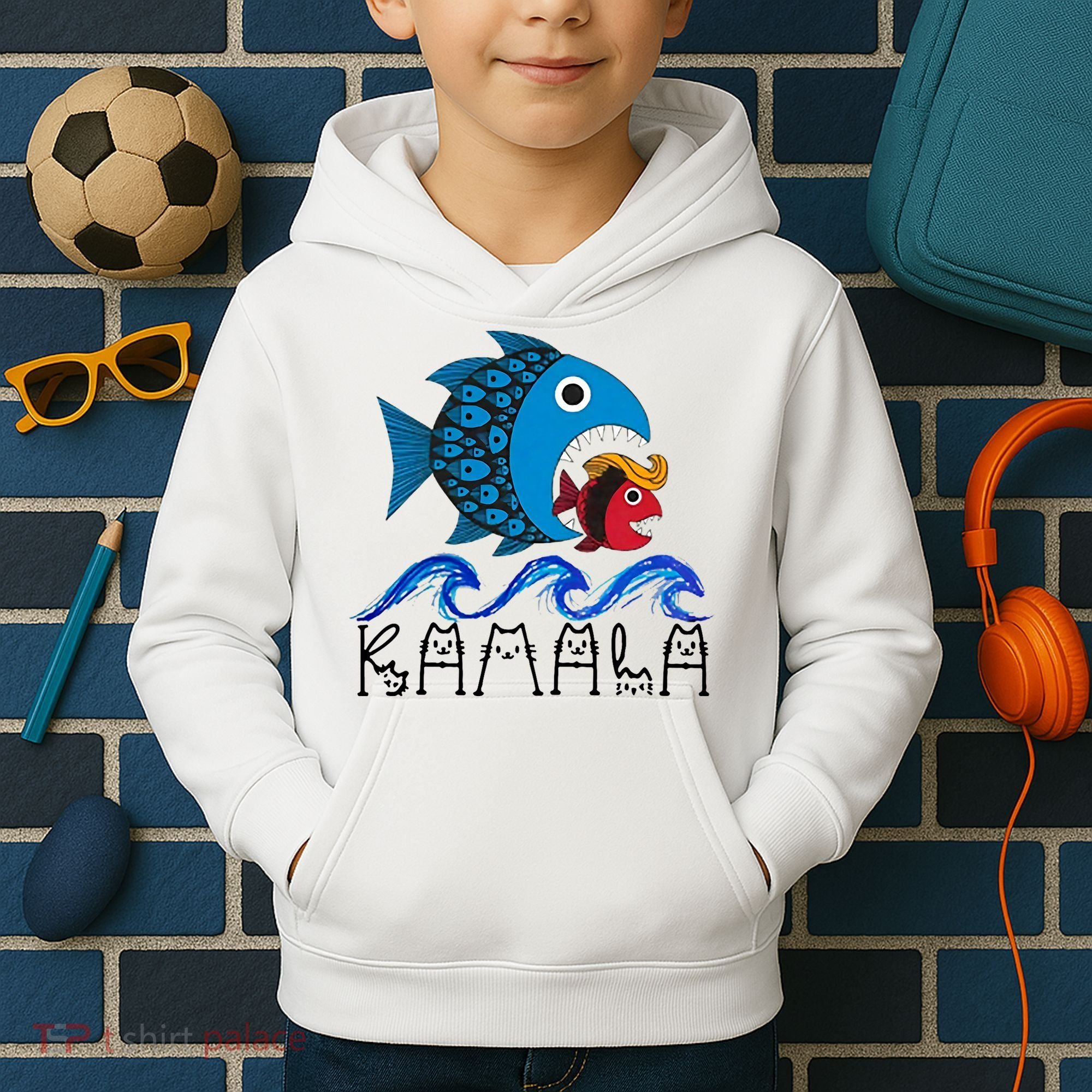Kamala Fish Eat Fish Kids Hoodie