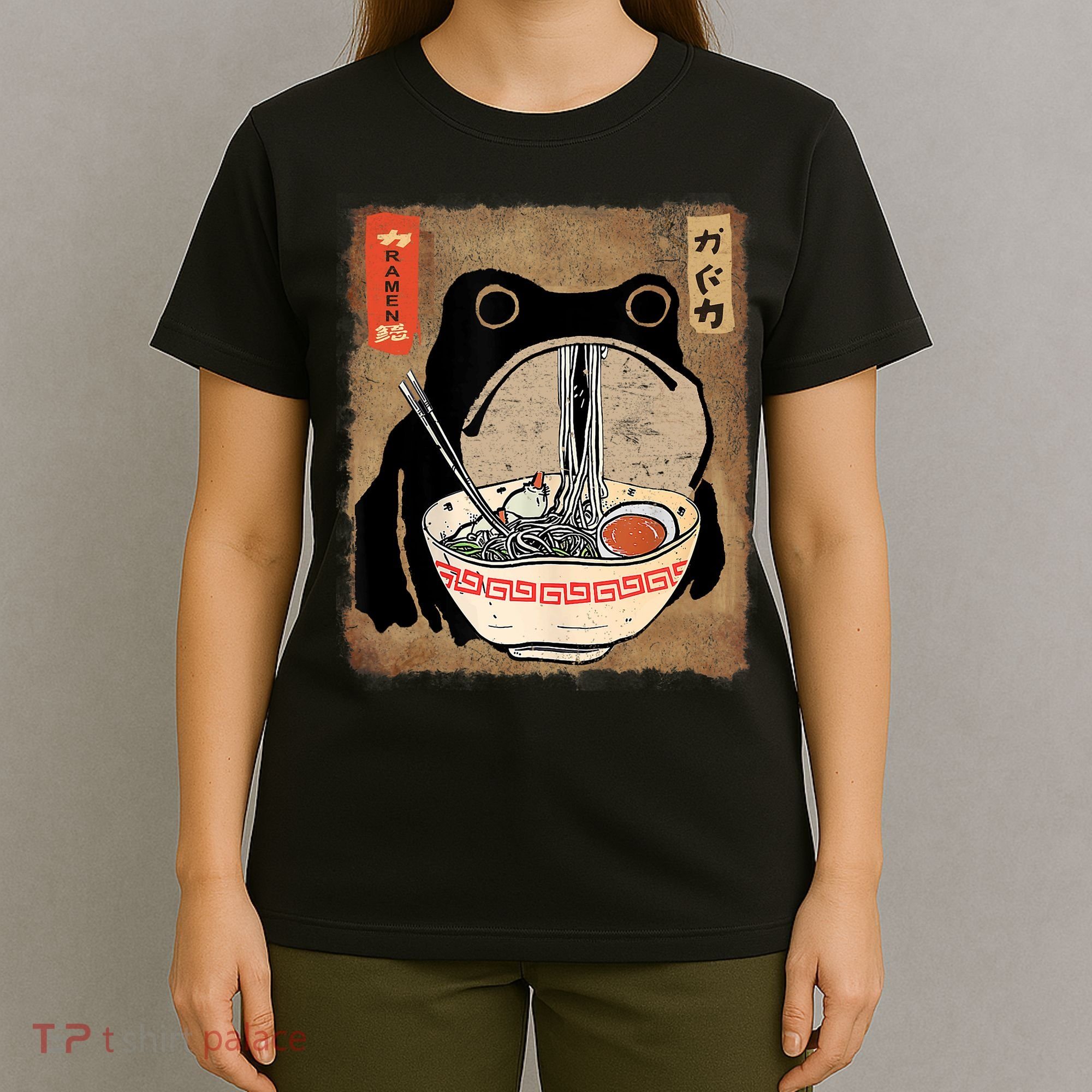 Kawaii Frog Eating Ramen Japanese Food Anime Teen T-Shirt